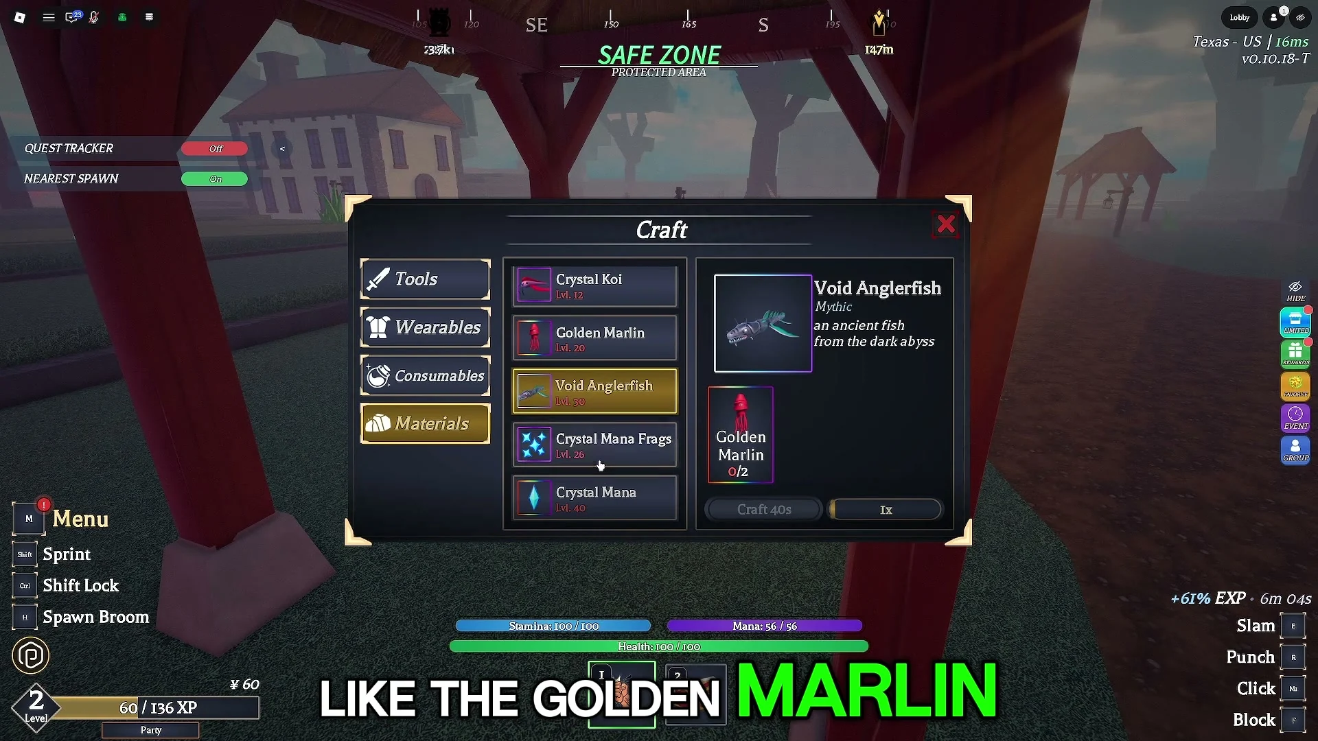 Void Anglerfish recipe using two Golden Marlin.
